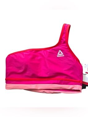 Reebok NWT Bikini Top M Pink One Shoulder UPF 50+ Chlorine Resistant Swim